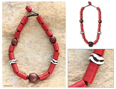 Bone and resin beaded necklace, Blessed for Generations
