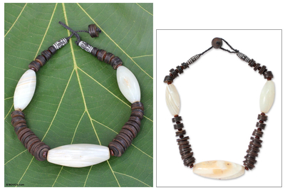 Agate beaded necklace, 'Adom Wo Wim' - Agate beaded necklace