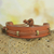 Men's leather wristband bracelet, 'Stand Alone in Tan' - Men's Hand Crafted Leather Wristband Bracelet from Africa thumbail