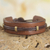 Men's leather wristband bracelet, 'Stand Alone in Brown' - Men's Handcrafted Leather Wristband Bracelet thumbail