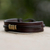 Men's leather wristband bracelet, 'Stand Together in Brown' - Men's Unique Leather Wristband Bracelet