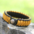 Men's wristband bracelet, 'Amina in Golden Black' - Men's Braided Cord Bracelet (image 2b) thumbail
