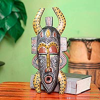 African wood mask, 'Senufo Legacy' - Handcrafted Wood Mask