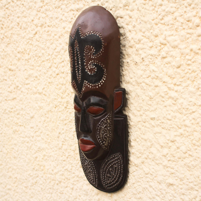 Nigerian Wood Wall Mask - A Great King | NOVICA
