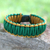 Men's wristband bracelet, 'Amina in Golden Green' - Men's Handmade Wristband Bracelet thumbail