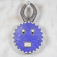 Ivoirian wood mask, 'Baule Blue Moon' - Ivoirian wood mask