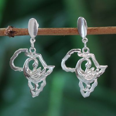 Sterling silver dangle earrings, 'Back to Africa' - Sterling silver dangle earrings