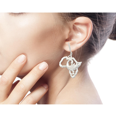 Sterling silver dangle earrings, 'Back to Africa' - Sterling silver dangle earrings