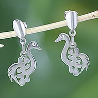 Sterling silver dangle earrings, 'New Adinkra' - Unique Sterling Silver Dangle Earrings