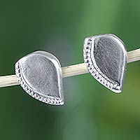 Sterling silver button earrings, Prosperity
