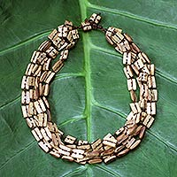Bamboo multi-strand necklace, 'Sophisticated Earth'