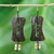 Coconut shell and bamboo dangle earrings, 'Medieval Nature' - Handmade Coconut Shell Dangle Earrings