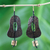 Coconut shell and bamboo dangle earrings, 'Medieval Bells' - Coconut shell and bamboo dangle earrings (image 2) thumbail