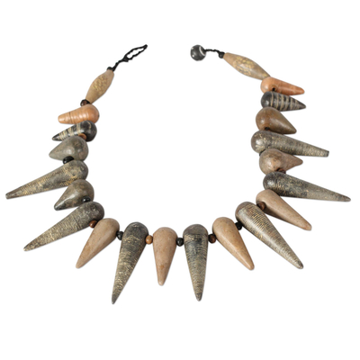 Soapstone beaded necklace, 'Royal Akan' - Soapstone Beaded Necklace from Africa