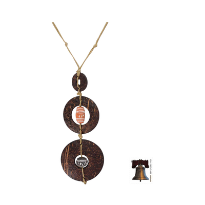Coconut shell necklace, 'Bold Africa' - Coconut Shell Pendant Necklace