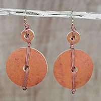 Dried calabash dangle earrings, 'Tropical Fun'