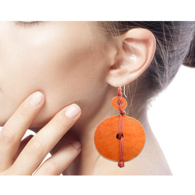 Dried calabash dangle earrings, 'Tropical Fun' - Dried Calabash Dangle Earrings