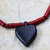 Wood heart necklace, 'Odehye' - Hand Crafted Recycled Bead and Wood Heart Necklace thumbail