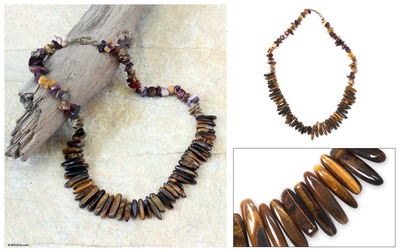 Tigers eye and agate beaded necklace, Lovely Lady