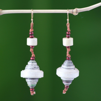 Recycled paper dangle earrings, 'Continuity' - Recycled paper dangle earrings