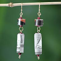 Recycled paper dangle earrings, 'My Piano' - Recycled paper dangle earrings