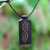 Teak wood pendant necklace, 'Positive Vibes' - Teak Wood Pendant Necklace