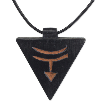 Halskette mit Anhänger aus Teakholz für Herren - Einzigartige Halskette mit Anhänger aus Leder und Holz für Herren