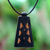 Men's teak wood pendant necklace, 'Between Pyramids' - Men's Hand Crafted Leather and Wood Pendant Necklace thumbail