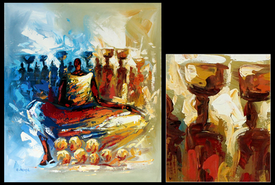 'En el trabajo I' - pintura abstracta africana