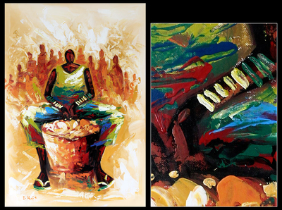 'At Work II' - Pintura acrílica original de África