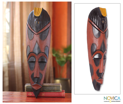 African wood mask, 'Abanbo' - Hand Carved Ashanti Festival African Mask