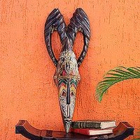 African mask, 'Proud Antelope' - Antique Horn Style African Mask