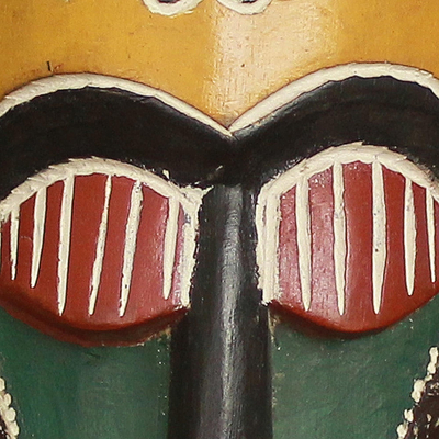 Ghanaian wood mask, 'God is Supreme' - Hand Carved Wood  African Wood Mask