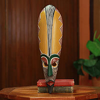 Máscara africana, 'Mensajero de la Paz' - Máscara de madera africana hecha a mano