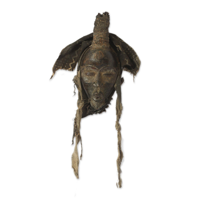 Ivoirian wood mask, 'Protecting the Unborn' - Unique African Wood Mask