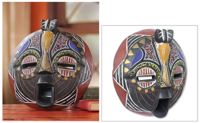 African wood mask, 'Bakota Gratitude' - African wood mask