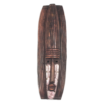 Ghanaian wood mask, 'Denkyira War Song' - African wood mask