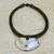 Horn and leather necklace, 'Kibsa' - Leather and Horn Pendant Necklace (image 2) thumbail