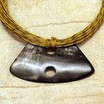 Horn and leather necklace, 'Talatu' - Hand Crafted Horn and Leather Pendant Necklace
