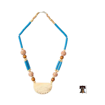 Perlenkette aus Knochen und Keramik, „Pogsada“ – Perlenkette aus recyceltem Kunststoff aus Afrika