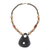 Collar colgante de cuerno y ágata, 'Gamba' - Collar colgante de cerámica africana y ágata
