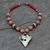 Horn and ceramic pendant necklace, 'Pogyanga' - Horn and Ceramic Beaded Necklace