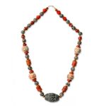 Ceramic and wood beaded necklace, 'Tempoka' - Fair Trade Ceramic Beaded Necklace