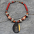 Ebony and ceramic pendant necklace, 'All Things New' - Ebony and ceramic pendant necklace (image 2) thumbail