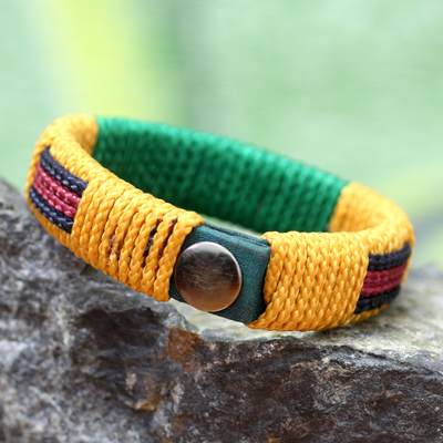 Men's wristband bracelet, 'Colors of Africa' - Men's Wristband Bracelet from Africa