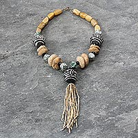 Jasper and terracotta beaded necklace, 'Dogon Chic' - Jasper and terracotta beaded necklace