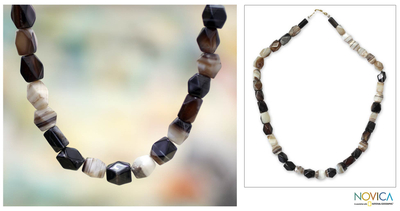 Agate beaded necklace, 'Lady of Kasoa' - Agate beaded necklace