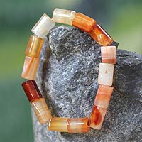 Agate beaded bracelet, 'Accra Warmth'