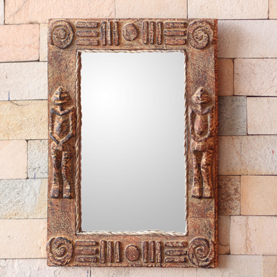 espejo de pared - Espejo de pared africano rústico hecho a mano