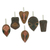 Wood ornaments, 'Yam Masks' (set of 6) - Wood ornaments (Set of 6) thumbail